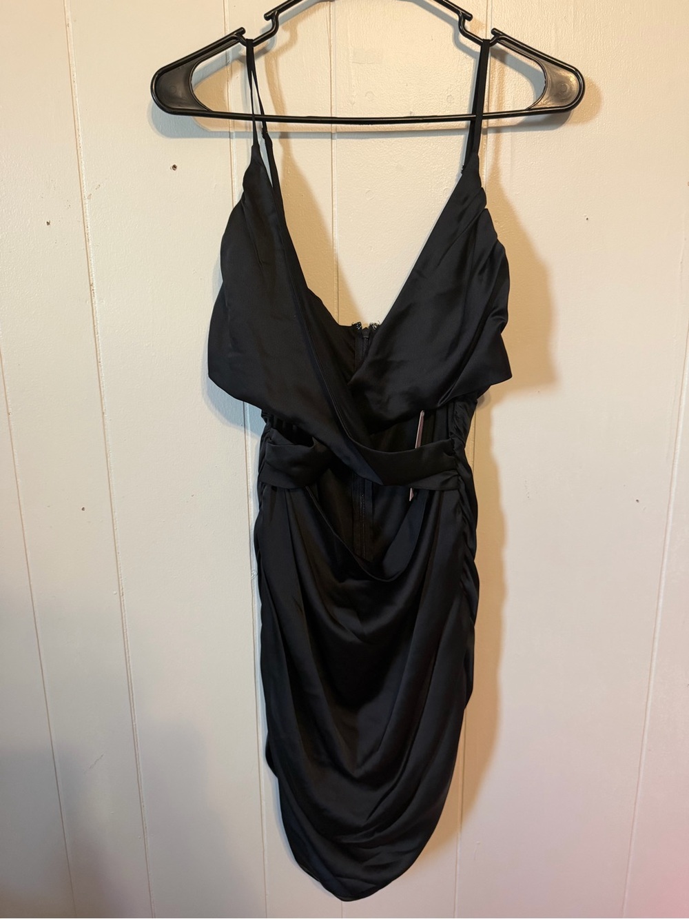 wild fable Black Draped Mini Slip Dress